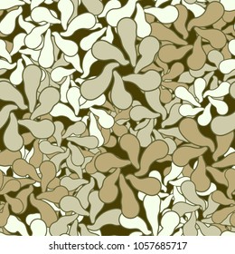 Colorful camouflage. Seamless texture.
Groups of radially divergent spots are randomly distributed.