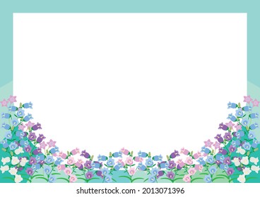 Colorful Campanula Medium Flowers  Border Frame Background