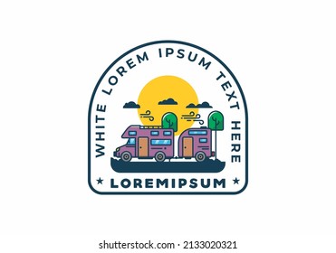 colorful camper van car flat illustration design