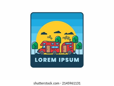 colorful camper van car flat illustration design
