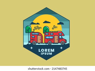 colorful camper van car flat illustration design
