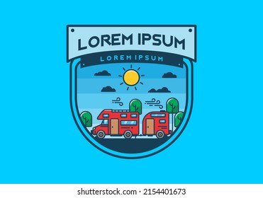 colorful camper van car flat illustration design