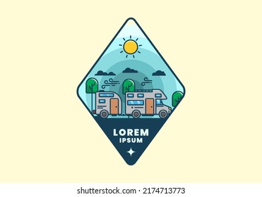 colorful camper van car flat illustration design