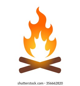 Colorful campfire / bonfire vector icon for travel apps and websites