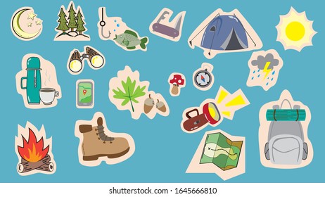 COLORFUL CAMPING ICON SET FOR ASSET AND PRESET