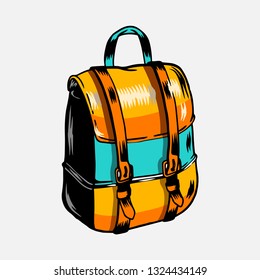 Colorful camping trip rucksack vector