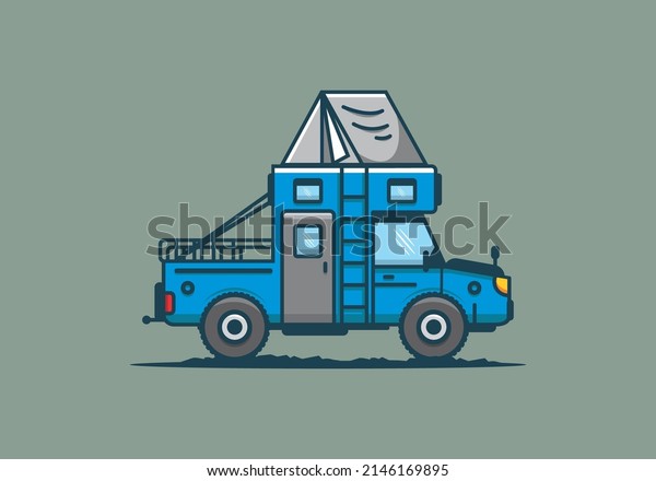 Colorful camping
truck flat illustration
design