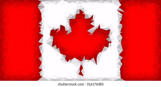 Colorful Canada Flag Low Poly Illustration Background For Business Presentations or Wallpaper