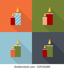 Colorful Candle Flat icons with Long Shadows