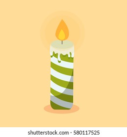 Colorful candle with light flat icon vector illustration design
