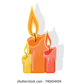 Colorful candle vector isolated on white background. Flat design.