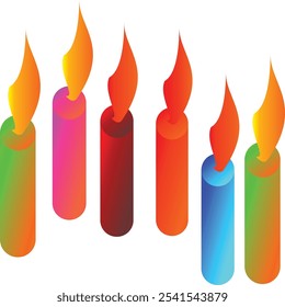 The colorful candles create a vibrant and festive atmosphere