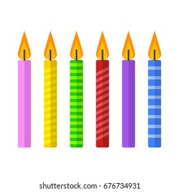 Colorful Candles flat icon, vector sign, pictogram isolated on white. Symbol, logo illustration. Flat style design