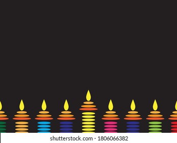 Colorful Candles on Black background