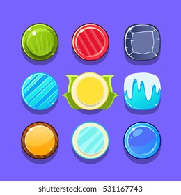 Colorful Candy Flash Game Element Templates Design Set With Colorful Round Sweets For Three In The Row Type Of Video Game