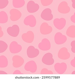 Colorful Candy Heart Pattern With Pink Hearts on a Pastel Pink Background. Cheerful, Love, Valentines Day Seamless Vector Design