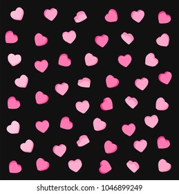 Colorful candy hearts pattern. Valentine's Day background in pastel colors. Decorative vector elements.