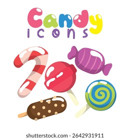 Colorful candy icon set. Vector illustration