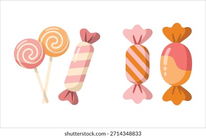 colorido doces e pirulito coleção vetor arte isolada no fundo branco