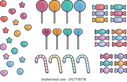 Colorful Candy Lollipop Icon Set
