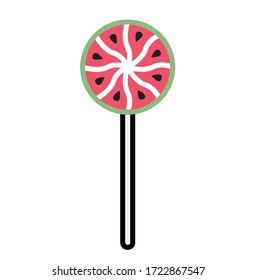 Colorful candy on stick flat hand drawn style isolated on white background. Design elements symbol Editable icon silhouette  lollipops for menu, advertising and banners vector EPS10