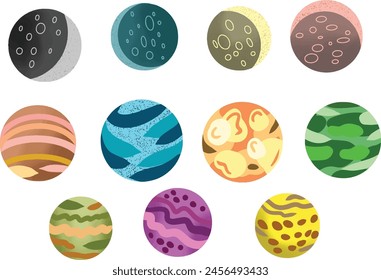 Colorful candy planets for space design theme in spring.