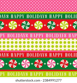 Colorful candy and polka dot with stripes pattern for christmas and new year holidays. 