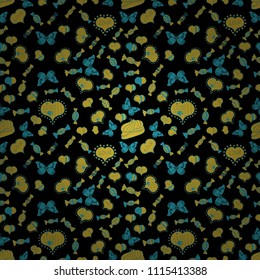 Colorful Candy seamless. On black, yellow and blue colors. Vector.