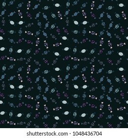 Colorful Candy seamless. On gray, black and blue colors. Vector.
