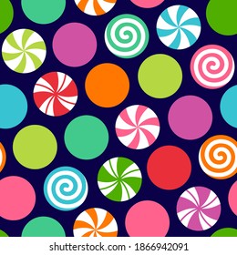 Colorful candy seamless pattern design for Christmas holidays background.