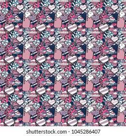 Colorful Candy seamless pattern. On white, neutral and black colors. Vector.