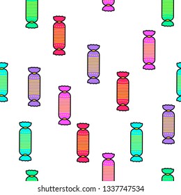 Patrón de caramelos coloridos sin fisuras sobre fondo blanco. Diseño de impresión de papel. Ilustración de vector retro abstracta. Tejidos, tejidos, envolturas a la moda. Decoración moderna del espacio.