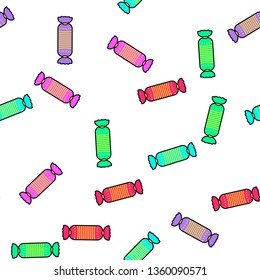 Patrón de caramelos coloridos sin fisuras sobre fondo blanco. Diseño de impresión de papel. Ilustración de vector retro abstracta. Tejidos, tejidos, envolturas a la moda. Decoración moderna del espacio.