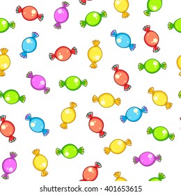 Colorful candy seamless pattern on white background