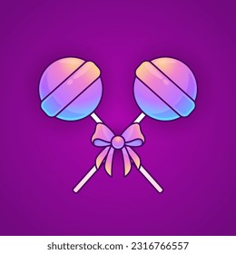 colorful candy stick with ribbon vector design