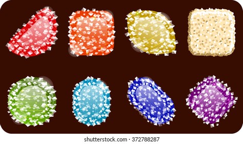 colorful candy in sugar. Vector design for app user interfaceVector design for app user interface