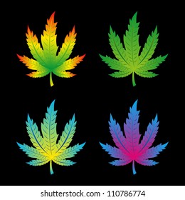 Colorful cannabis leaf vector art set
