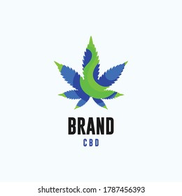 Colorful cannabis leaf vector logo template