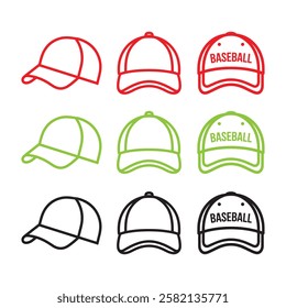 Colorful cap Icon collection on white background