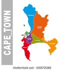 Colorful Cape Town Suburb Vector Map