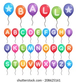 colorful capital alphabet letters A to Z balloons for party. vector.