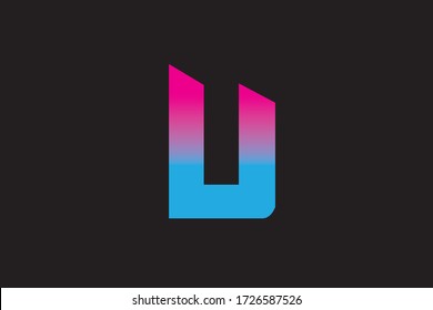 Imagen vectorial U de letra mayúscula colorida