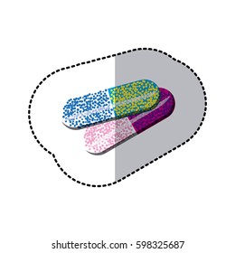 colorful capsules medication icon, vector illustraction design