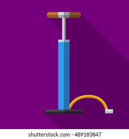 Colorful car or bicycle hand air pump icon in modern flat style with long shadow. Car parts and service vector illustration