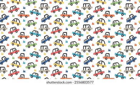 Colorful car hand drawn background pattern design