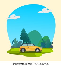 colorful car with nature background vector illustration