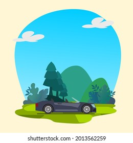 coche colorido con ilustración vectorial de fondo natural