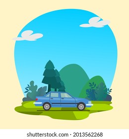 colorful car with nature background vector illustration
