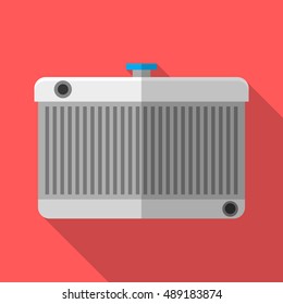 Colorful car radiator icon in modern flat style with long shadow. Car parts and service vector illustration