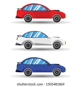 Colorful car set  isolated on white background.